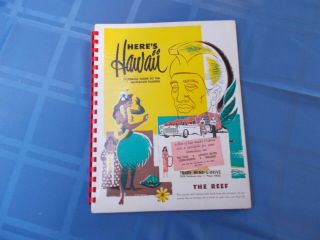 Vintage Here`s Hawaii Travel Guide 1957 The Reef Hotel & Large Postcard