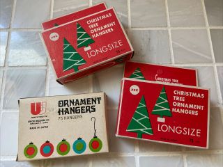3 Boxes Vintage Ornament Hangers - Very Old - Made In Japan - Union Wading Co