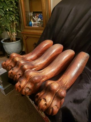 Vintage Solid Wood Lion Claw Table Legs.  Set Of 4