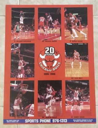 Michael Jordan 1985 - 86 Chicago Bulls Basketball Poster Vintage Gervin