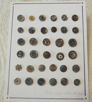 Antique Steel Cup Buttons With Cut Steels Estate Buttons