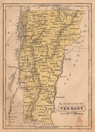 1852 Antique Pre - Civil War VERMONT Hand - Colored Engraved Map 2