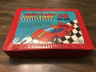 Vintage 1990 Red Fast Lane 48 Car Collectors Case 45 Cars Hot Wheels And Others