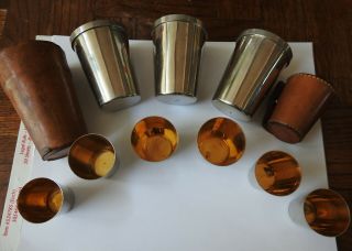 Vintage 9 German Steel/brass Wash Cups & Shot Glasses Circa 1945