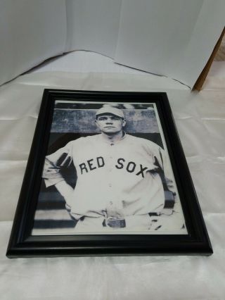 Framed 12 " X 10 " Photo Of Babe Ruth In A Red Sox Uniform