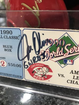 1990 World Series Ticket Stub (Game 2) Oakland Reds vs.  A ' s Signed by Joe Oliver 2