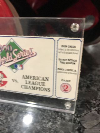 1990 World Series Ticket Stub (Game 2) Oakland Reds vs.  A ' s Signed by Joe Oliver 3