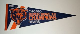 1985 Chicago Bears Bowl Xx Champs Pennant Walter Payton Mcmahon The Fridge