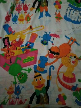 Vintage 1980’s Sesame Street Flat Twin Bed Sheet Muppets Henson