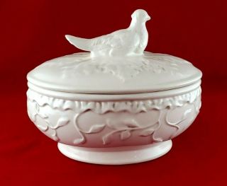 Vintage American Atelier At Home 7½ " Ironstone " Pheasant " Covered Dish