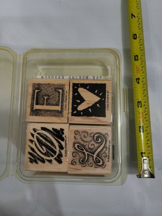 Stampin Up Letters Of Love Set Of 4 Wood Rubber Stamps Retired Vintage 2002