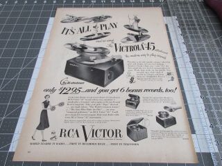 1950 Rca Victor " Victrola " Record Player Vintage Print Ad