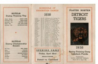 1938 Detroit Tigers Player Roster,  Spring Training,  Lakeland,  Rare Paper