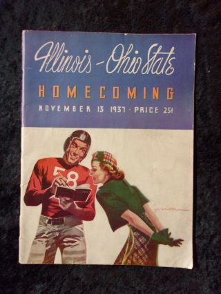 Vintage November 13,  1937 Illinois Vs Ohio State College Football Program 322
