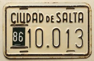 1986 Argentina Motorcycle License Plate Tag - Salta Province - Vg