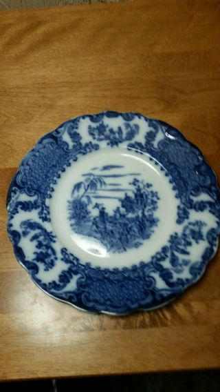 Antique Flow Blue Upper Hanley Pottery England Giesha 9 " Plate