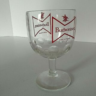Vintage Budweiser Red Bowtie Thumbprint Goblet Glass Beer Mug