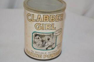 Clabber Girl Vintage Baking Powder Tin Can Jar,  24oz Hulman & Co Usa