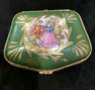 Antique Sevres French Porcelain Handpainted Gold Ormolu Trinket Jewelry Box