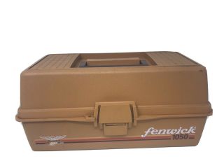 Vintage Fenwick 1050 Orange Fishing Tackle Box 2 Trays 13.  5 " X 7 " X 6.  5 " Guc