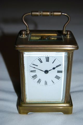 Antique French Carriage Clock.  With Key.  Runs Fast.  Stops Erratically.