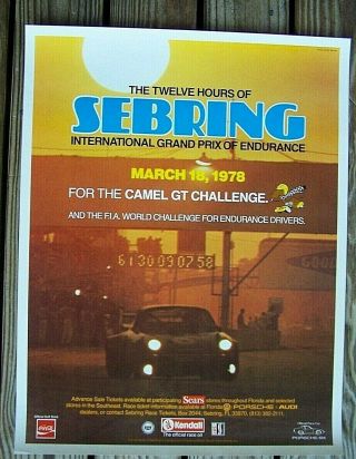 RARE 1978 12 Hours of Sebring Race Poster, 2