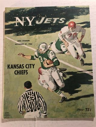 1966 Kansas City Chiefs Vs York Jets Joe Namath Afl Program Len Dawson