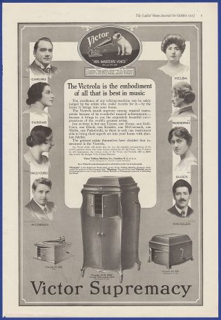 Vintage 1917 Victor Victrola Models Xvii Vi Ix Phonograph Ephemera Print Ad