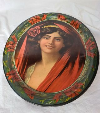 Vintage Lady Woman Antique Oval Serving Tray 1930 