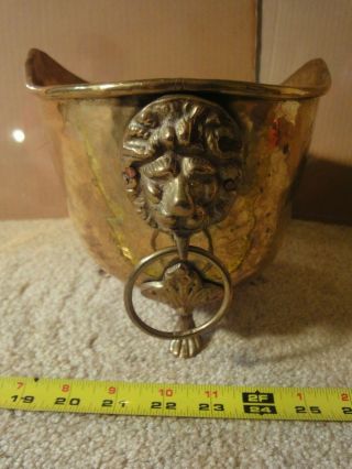 Solid Brass Claw Foot,  Lion Head Coal Bin,  Tinder Box,  Fireplace Ash Can,  Decor.