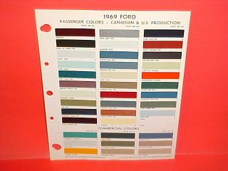 1969 Ford Mustang Thunderbird Meteor Monarch Lincoln Mercury Canada Paint Chips