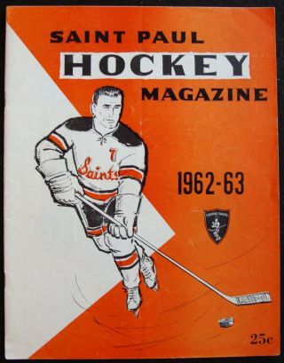 1962 - 63 Ihl St.  Paul Saints V.  Muskegon Zephyrs Intl.  Hockey League Game Program