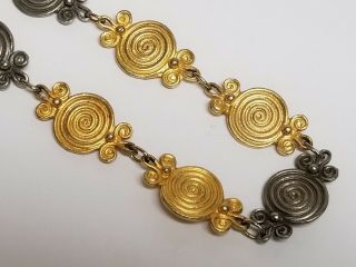 Vntg Signed MARCY FELD Silver & Gold Tone Modernist Cencentric Circle Necklace 3