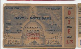1942 Navy Notre Dame College Football Ticket Stub 100 Year Anniversary