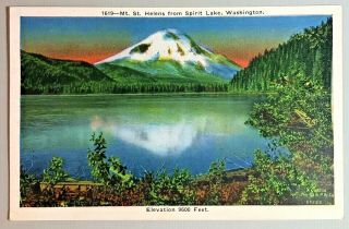 Vintage Postcard Mt St Helens From Spirit Lake Washington Unposted