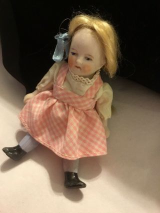 Antique All Bisque German 5” Dollhouse Mignonette Doll