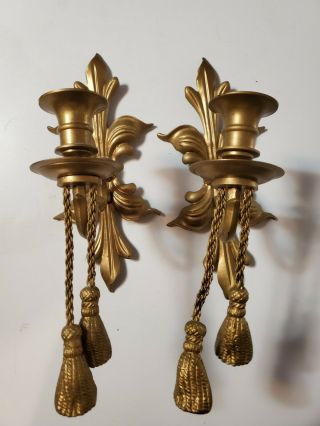 Antique Bronze Brass Swinging Style Wall Arms Candstick Candle Holders Vintage