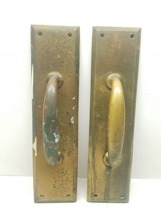2 Vintage Large Brass Door Handle Or Pull Use On Sliding Door Patina Industrial