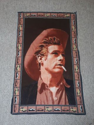 Vintage 80s 90s Rare James Dean Movie Tapestry Banner Poster Cloth Retro Htf
