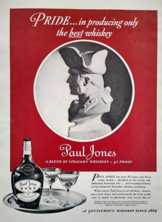 1936 Paul Jones Whiskey Bottle Photo Liquor Art Vintage Print Ad