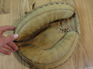 Vintage Wilson Baseball Glove Rh Thrower Catchers Mitt Usa Thick Heavy Padding