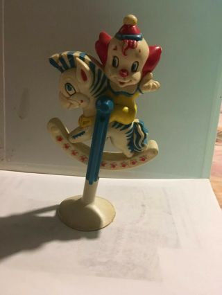 Vintage Bozo The Clown Rocking Horse Rattle Larry Harmon Suction Cup Baby Toy