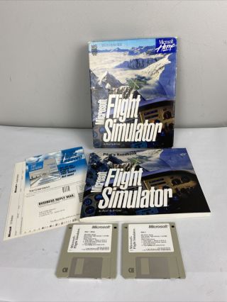 1993 Vintage Game Boxed - Microsoft Flight Simulator - Pc 3.  5 " Disk Ms - Dos