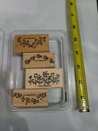 Stampin Up Itty Bitty Borders Set Of 4 Wood Rubber Stamps Retired Vintage 2002