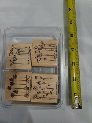 Stampin Up Simple Somethings Set Of 4 Wood Rubber Stamps Retired Vintage 2003