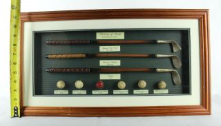 Vintage History of Golf Collectible Shadow Box Wood Framed Hanging Display Case 3