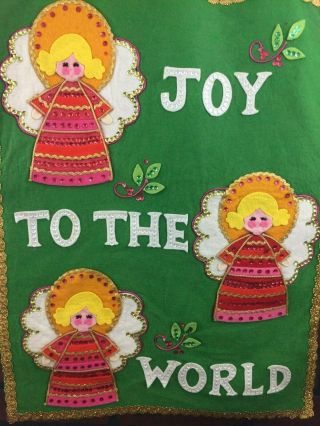 Vintage Christmas Handmade Banner Wall Hanging Joy To The World