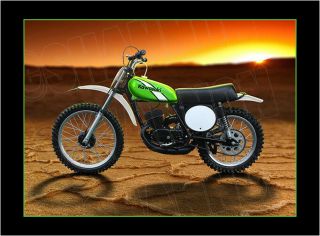 1975 Kawasaki Kx125 Vintage Motocross Dirt Bike Vmx Giant Art Print 30 " X 40 "