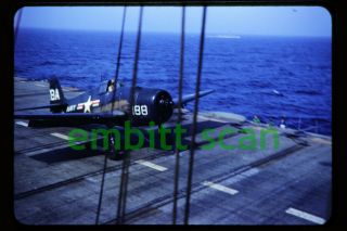 Slide,  Navy Grumman F6f Hellcat On Aircraft Carrier Uss Monterey,  1953