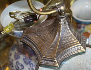 Desk Lamp Antique Brass w/Glass Shade 2
